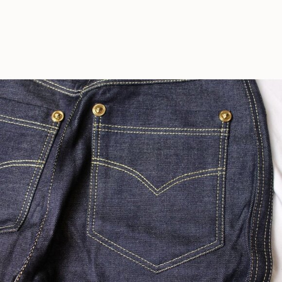 $795 Versace Jeans Women's Dark Blue Gold Medusa Jeans Pants Size 25,27,28,32 - Picture 4 of 10